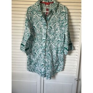 Josie Natori Animal Print Zebra Dragon Sleep Shirt Size M